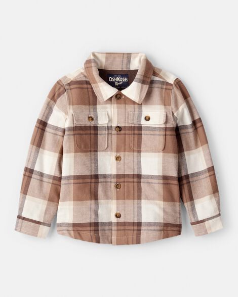 Image of Toddler Boy Flannel Long-Sleeve Jacket - Brown