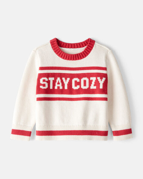 Image of Baby Girl Stay Cozy Sweater - Red/Cream