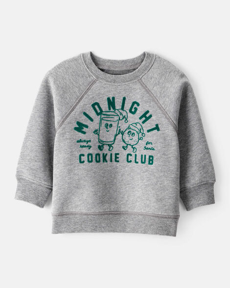 Image of Baby Boy DayDream Fleece Midnight Cookie Club Long-Sleeve Pullover Sweatshirt - Grey