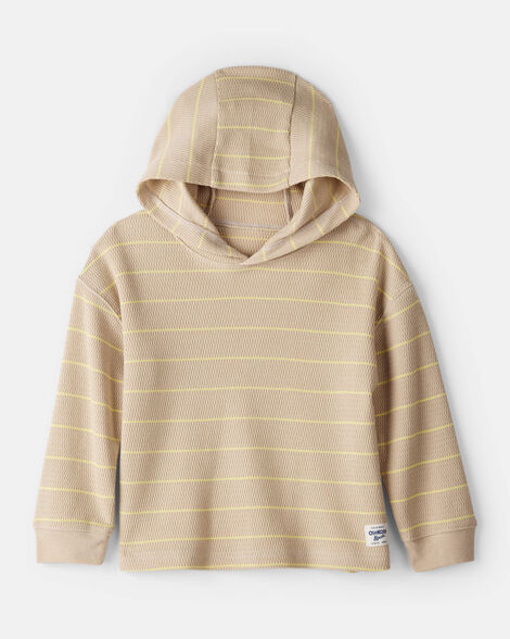 Image of Toddler Striped Long-Sleeve Hooded Top - Beige