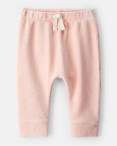 Image of Baby Girl Ribbed Velour Pant - Pink