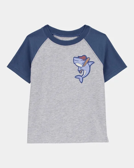 Image of Toddler Shark Raglan Tee - Grey