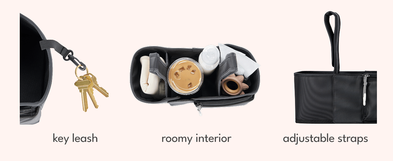 key leash | roomy interior | adjustable straps