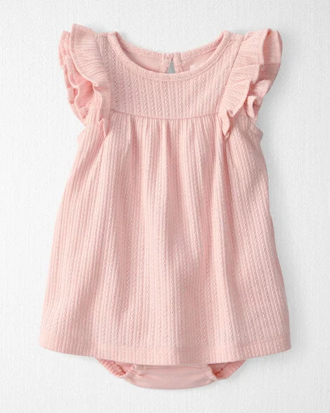 Image of Baby Girl Pointelle Bodysuit Dress Made with Organic Cotton
