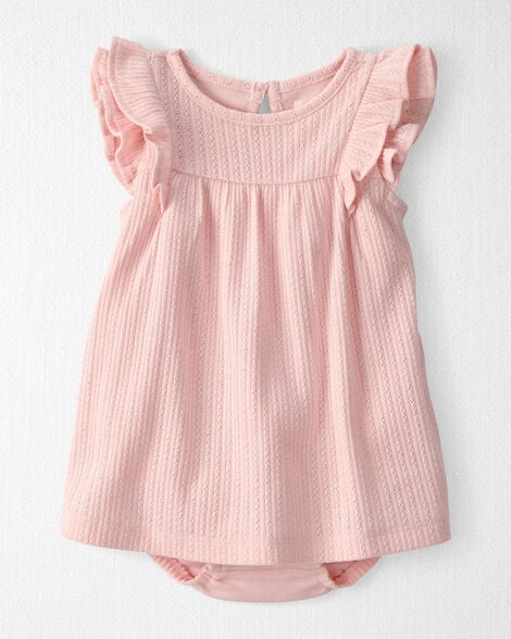 Image of Baby Girl Pointelle Bodysuit Dress Made with Organic Cotton