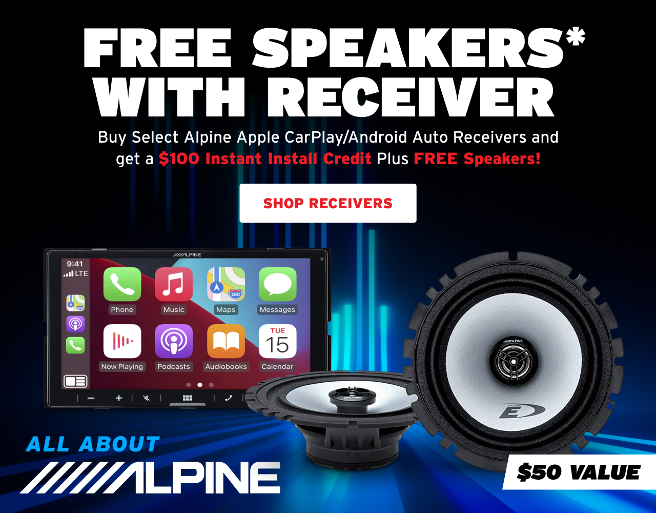 Free Speakers with select Alpine receivers