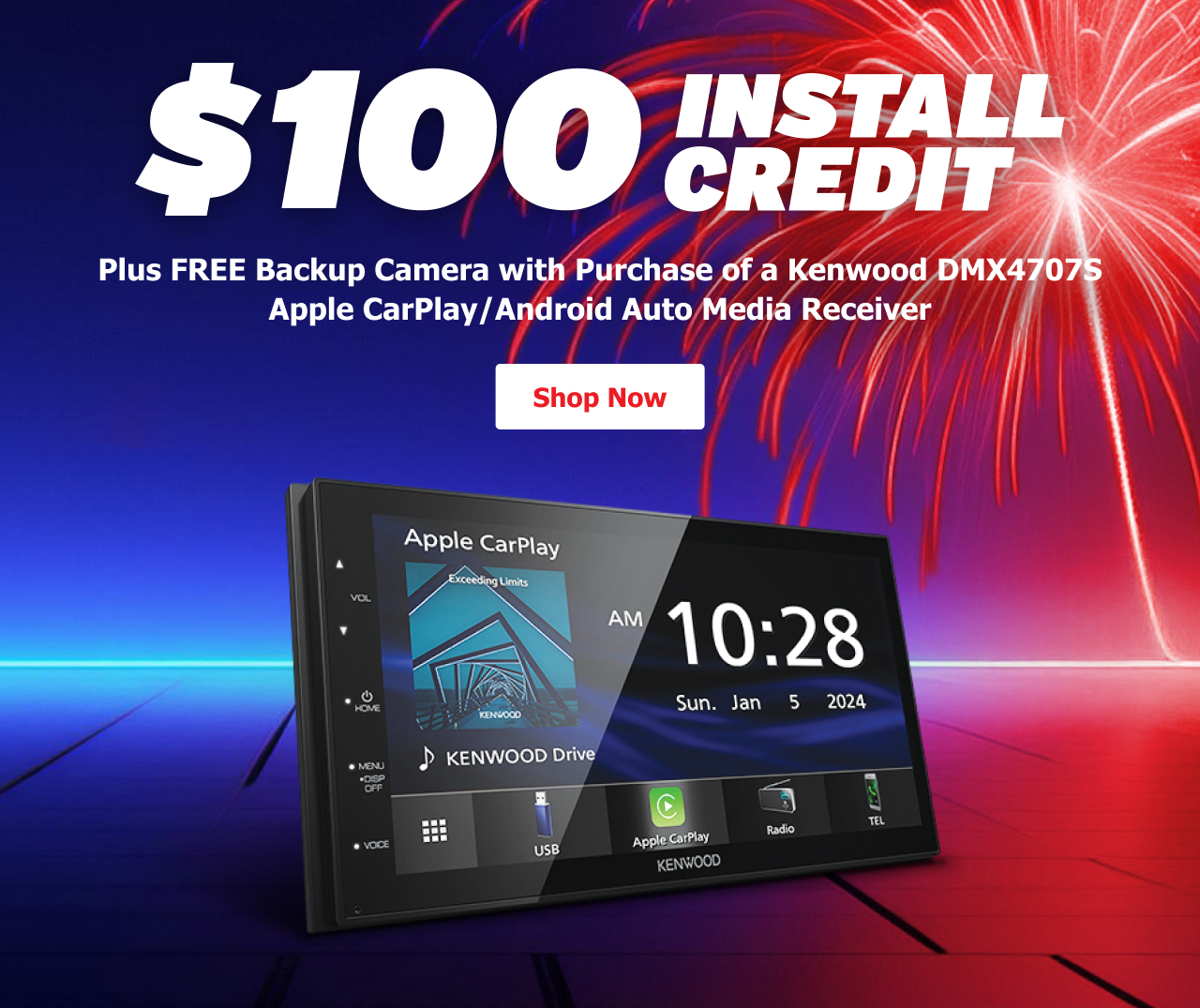 Kenwood DMX4707S 6.8" Media Receiver with Apple CarPlay and Android Auto