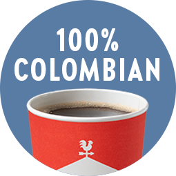 100% Colombian coffee cup
