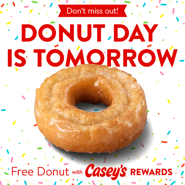 Donut Day is tomorrow - Free Donut to celebrate!