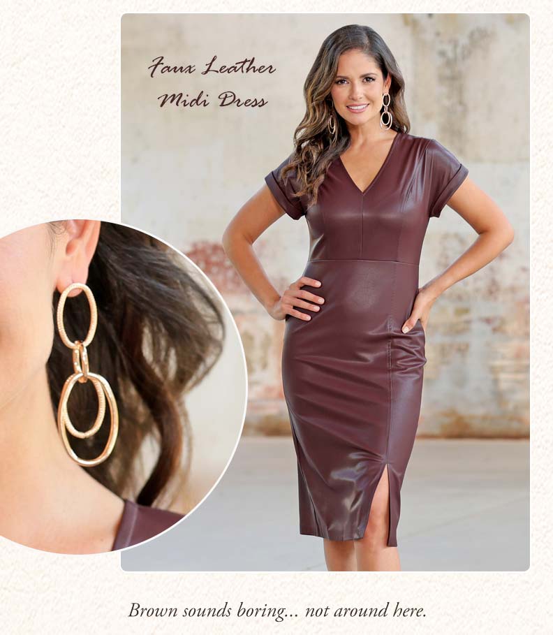 Shop Faux Leather Midi Dress