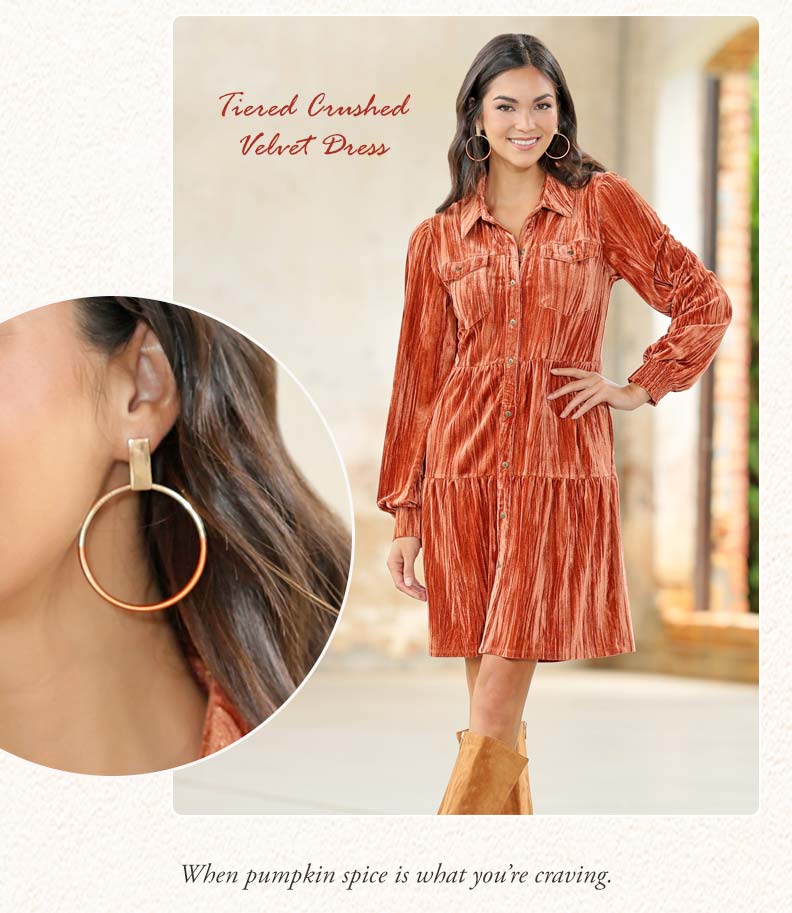 Shop Tiered Crushed Velvet Dress