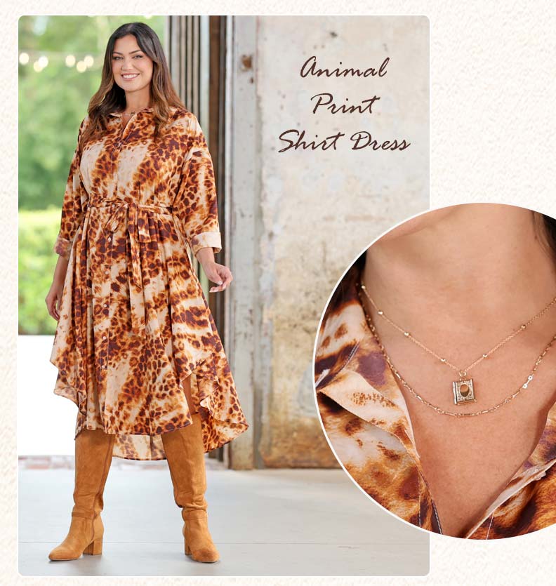 Shop Animal Print Shirt Dress