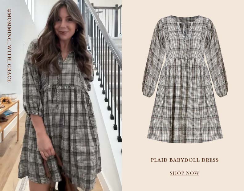 Shop Plaid Babydoll Dress