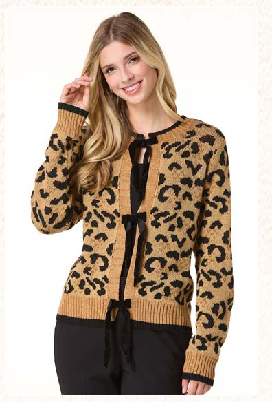 Shop Velvet Bow Cheetah Cardigan