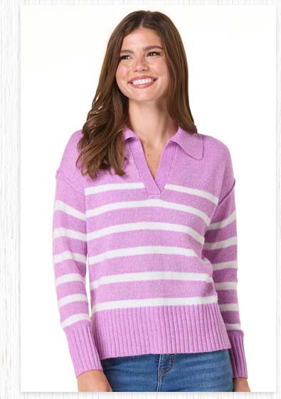 Shop Striped Collar Sweater