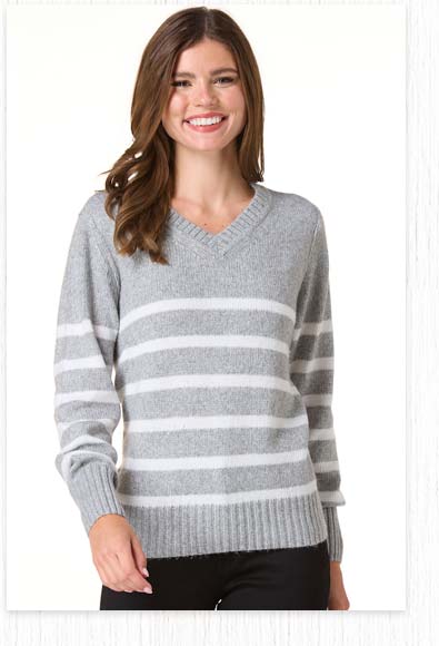 Shop Stripe V-Neck Sweater