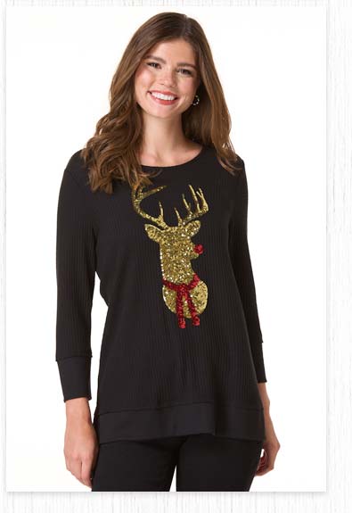 Shop Sequin Reindeer Top
