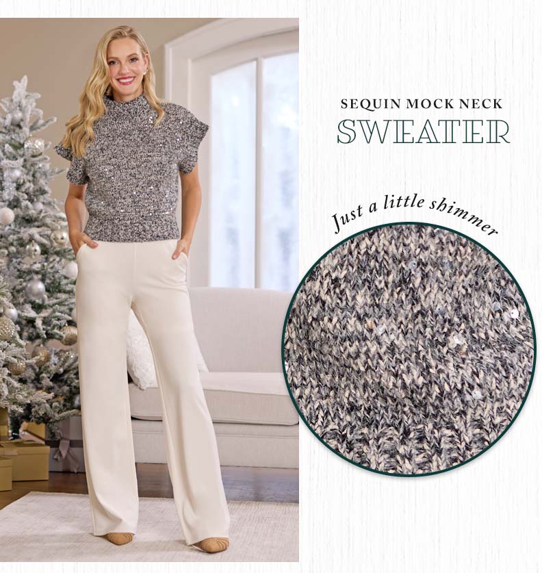 Shop Sequin Mock Neck Sweater