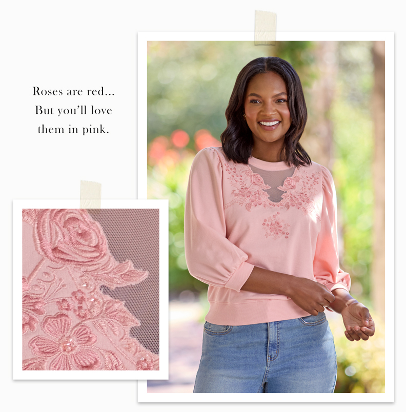 Shop Mesh Embroidered Floral Sweatshirt