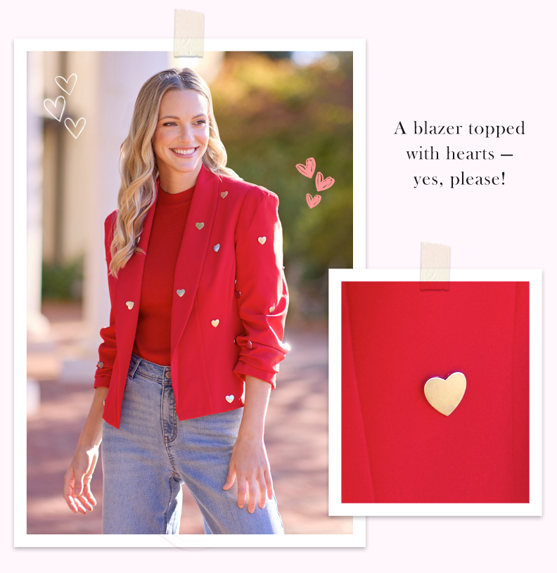Shop Silver Stud Heart Blazer