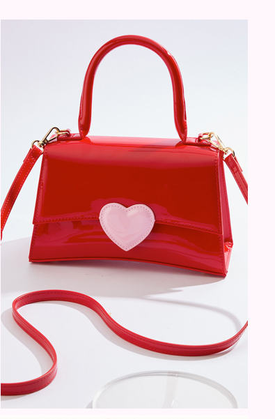 Shop Pink Heart Red Patent Crossbody