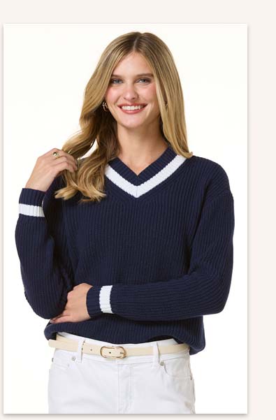 Shop Classic Stripe V-Neck Sweater