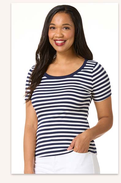 Shop Navy White Striped Top