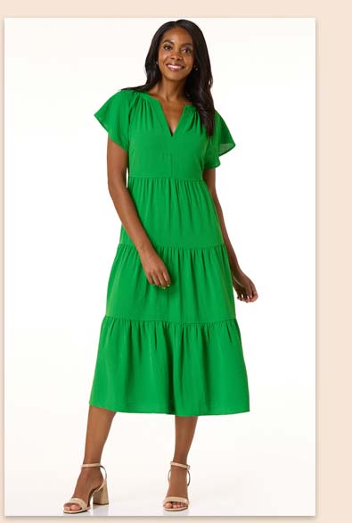 Shop Flowy Tiered Midi Dress