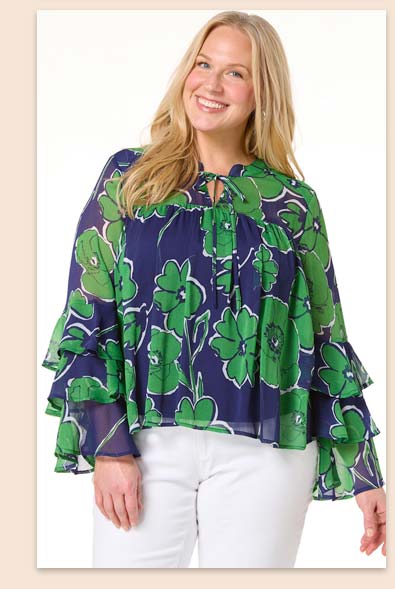 Shop Triple Tiered Sleeve Top