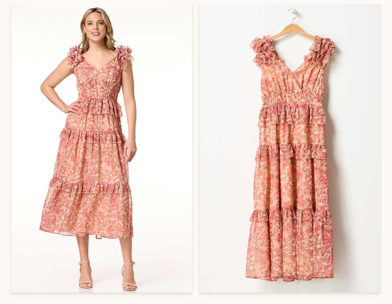 Shop Rosette Ruffled Floral Dress