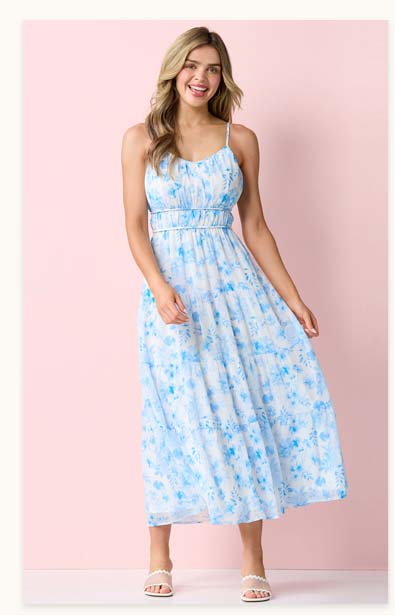 Shop Sky Blue Floral Maxi Dress