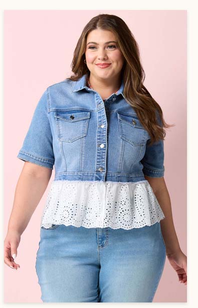 Shop Eyelet Trim Denim Jacket