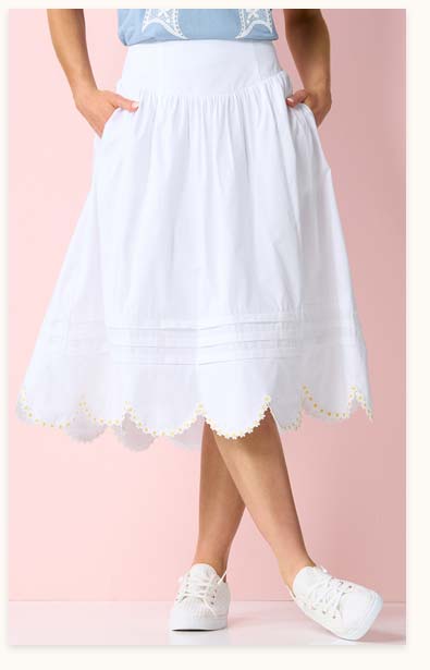 Shop Scallop Daisy Trim Skirt