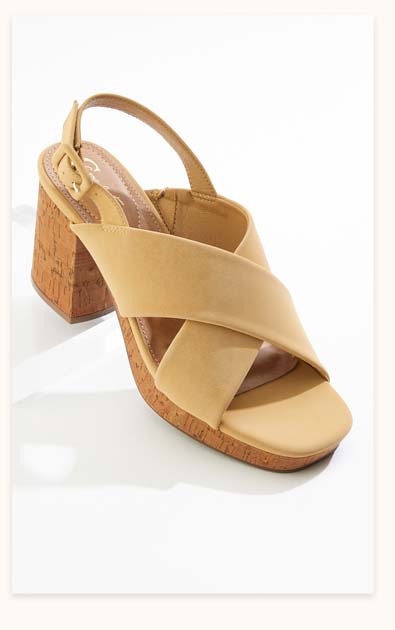 Shop X Band Cork Platform Heeled Sandals