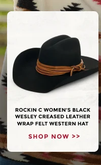 ROCKIN C WOMEN'S BLACK WESLEY CREASED LEATHER WRAP FELT WESTERN HAT | SHOP NOW >> 