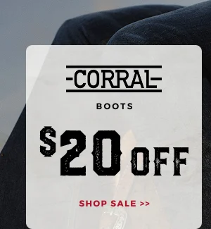CORRAL BOOTS $20 OFF | SHOP SALE >>