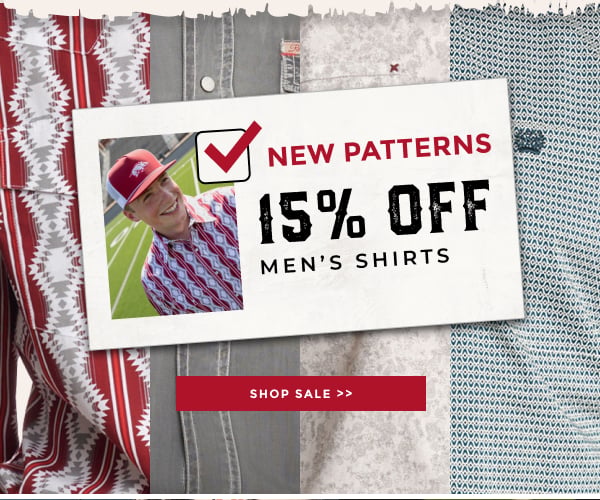 NEW PATTERNS | 15% OFF MEN'S SHIRTS | SHOP SALE >>