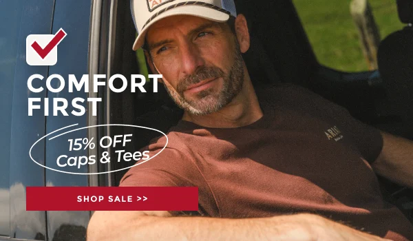 COMFORT FIRST | 15% OFF CAPS & TEES | SHOP SALE >>
