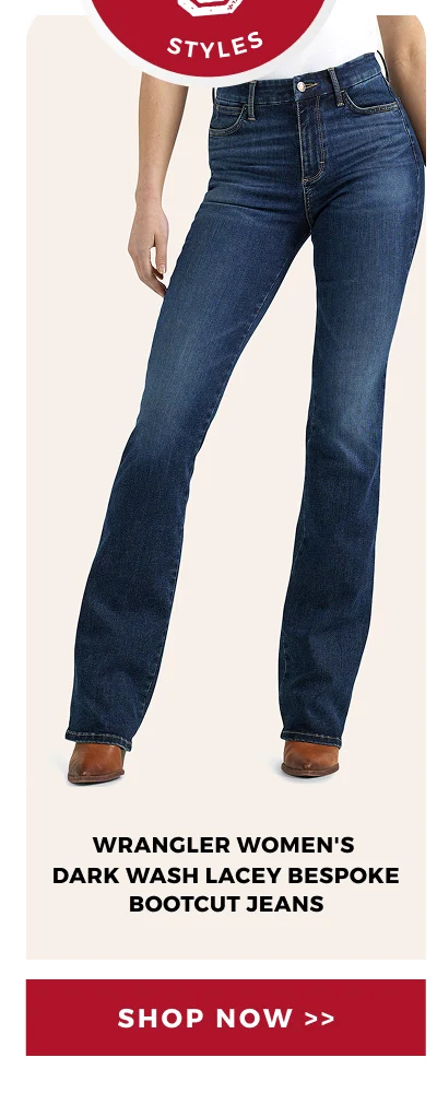 WRANGLER WOMEN'S DARK WASH LACEY BESPOKE BOOTCUT JEANS | SHOP NOW >>