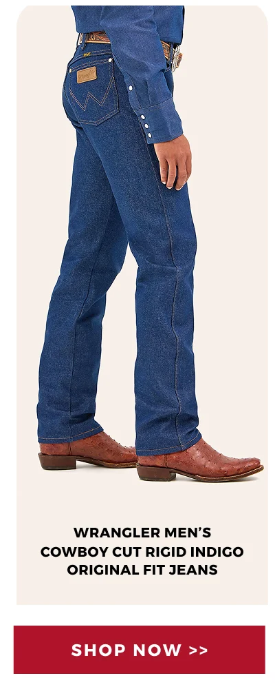 WRANGLER MEN'S COWBOY CUT RIGID INDIGO ORIGINAL FIT JEANS | SHOP NOW >>