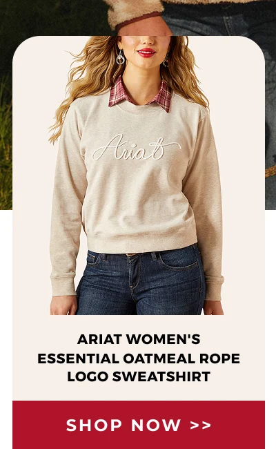 ARIAT WOMEN'S ESSENTIAL OATMEAL ROPE LOGO SWEATSHIRT | SHOP NOW >>