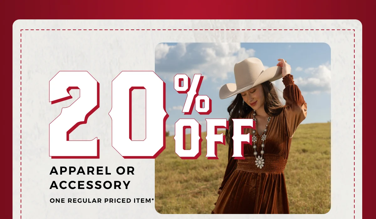 20% OFF APPAREL OR ACCESSORY