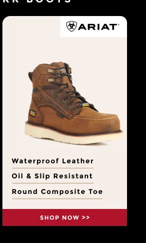ARIAT WATERPROOF LEATHER OIL AND SLIP RESISTANT ROUND COMPOSITE TOE | SHOP NOW >>