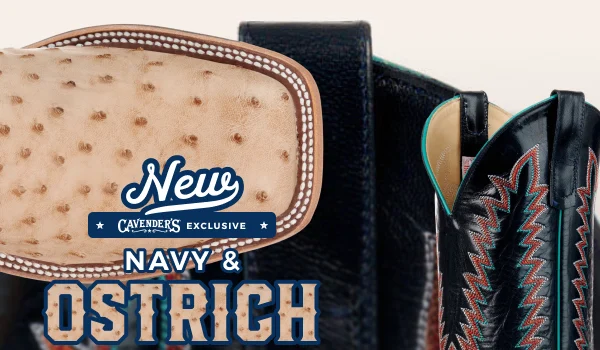 NEW CAVENDER'S EXCLUSIVE ANDERSON BEAN NAVY & OSTRICH BOOTS