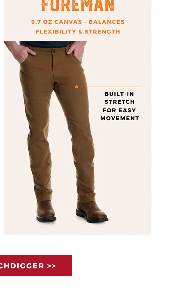 DITCHDIGGER FOREMAN 9.7OZ CANVAS BALANCES FLEXIBILITY & STRENGTH | SHOP NOW