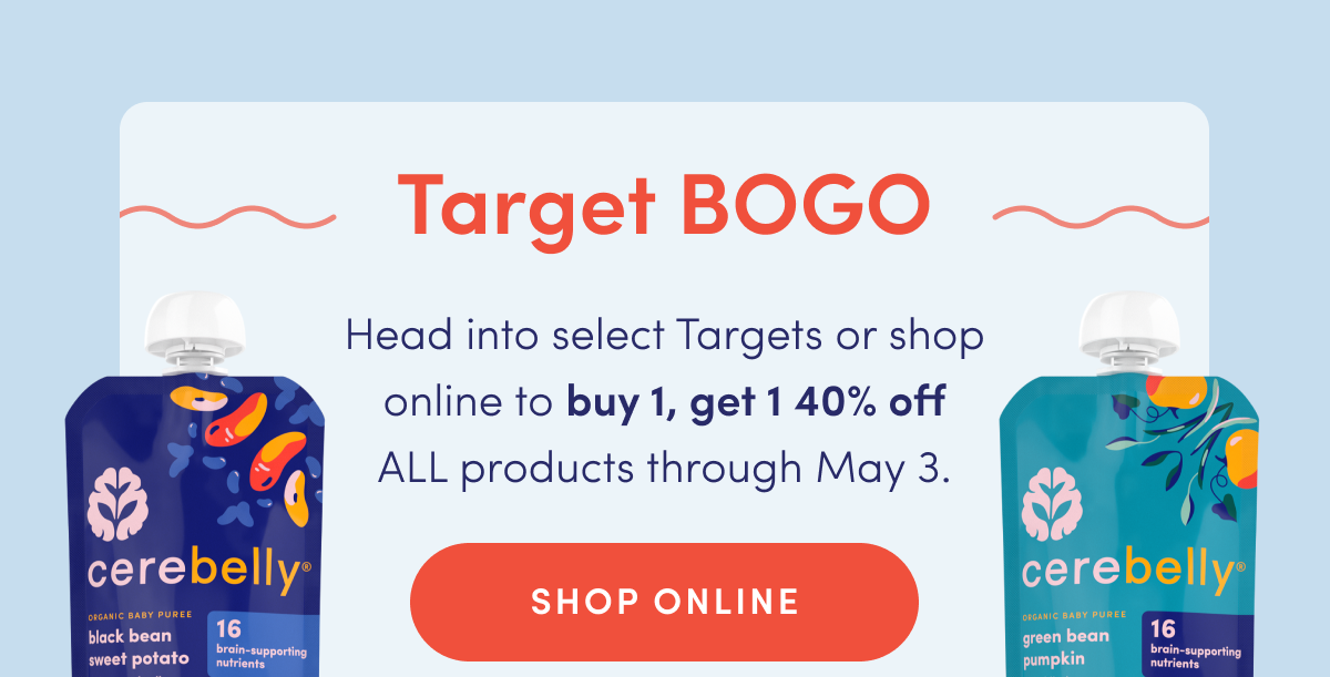 Target BOGO | Head into select Targets or shop online to buy 1, get 1 40% off ALL products through May 3. | SHOP ONLINE
