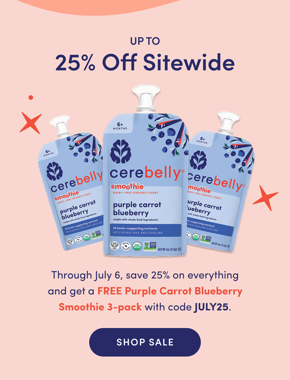 Up to 25% Off Sitewide | Through July 6, save 25% on everything and get a FREE Purple Carrot Blueberry Smoothie 3-Pack with code JULY25. | SHOP SALE