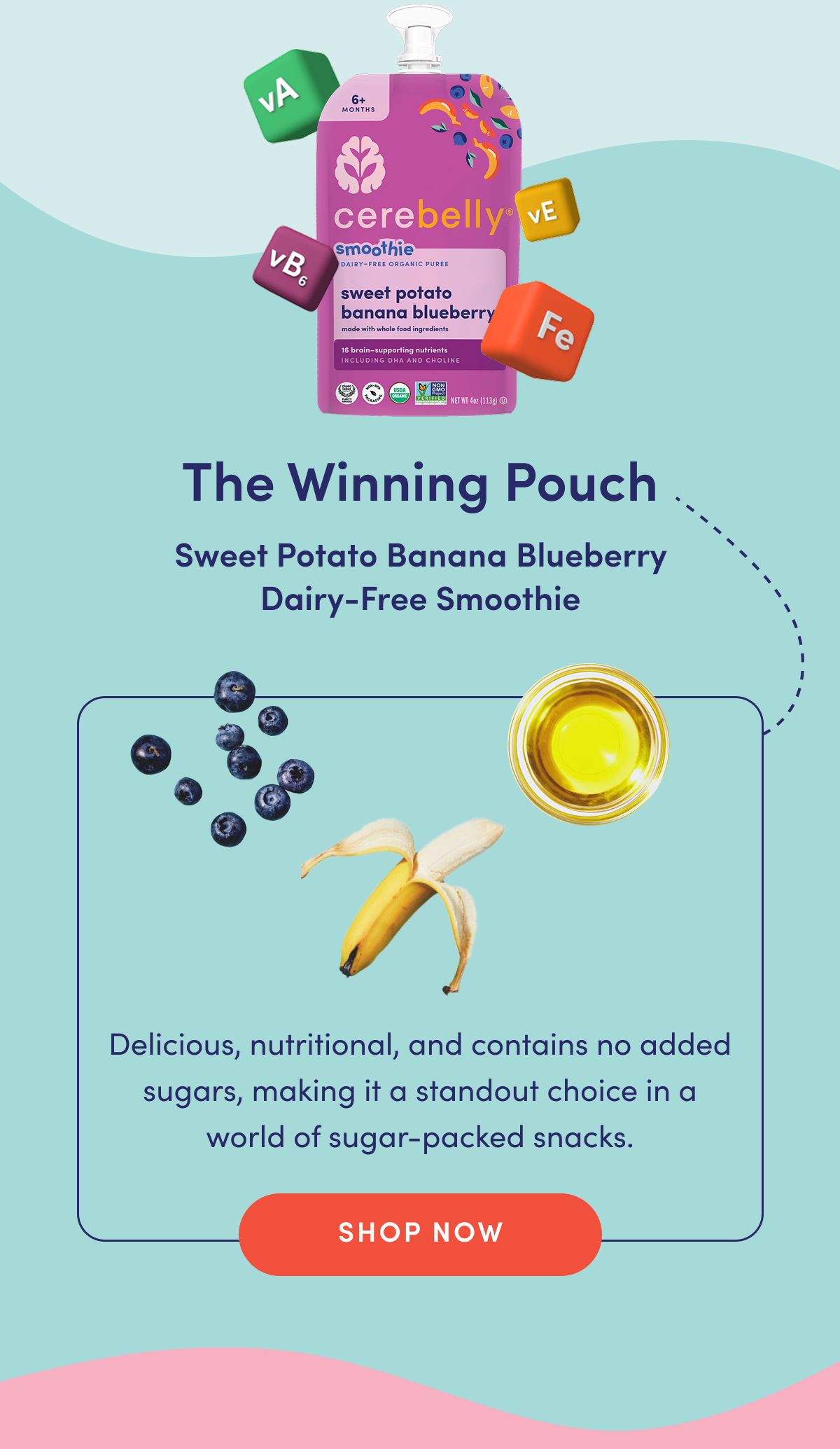 The winning pouch: Sweet Potato Banana Blueberry
