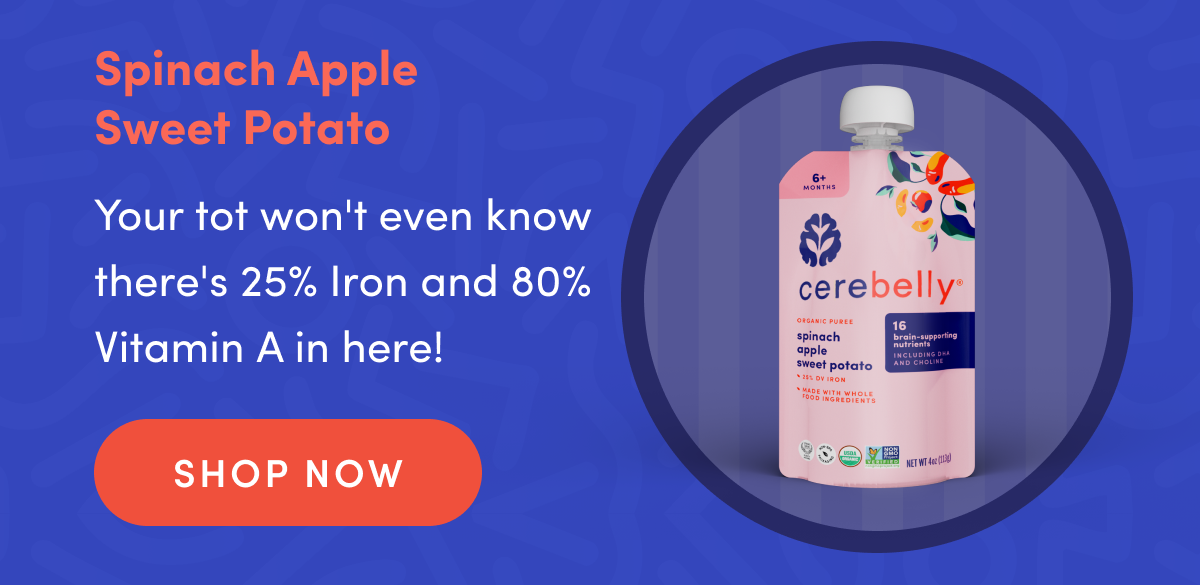 Spinach Apple Sweet Potato | Your tot won't even know there's 25% Iron and 80% Vitamin A in here! | SHOP NOW
