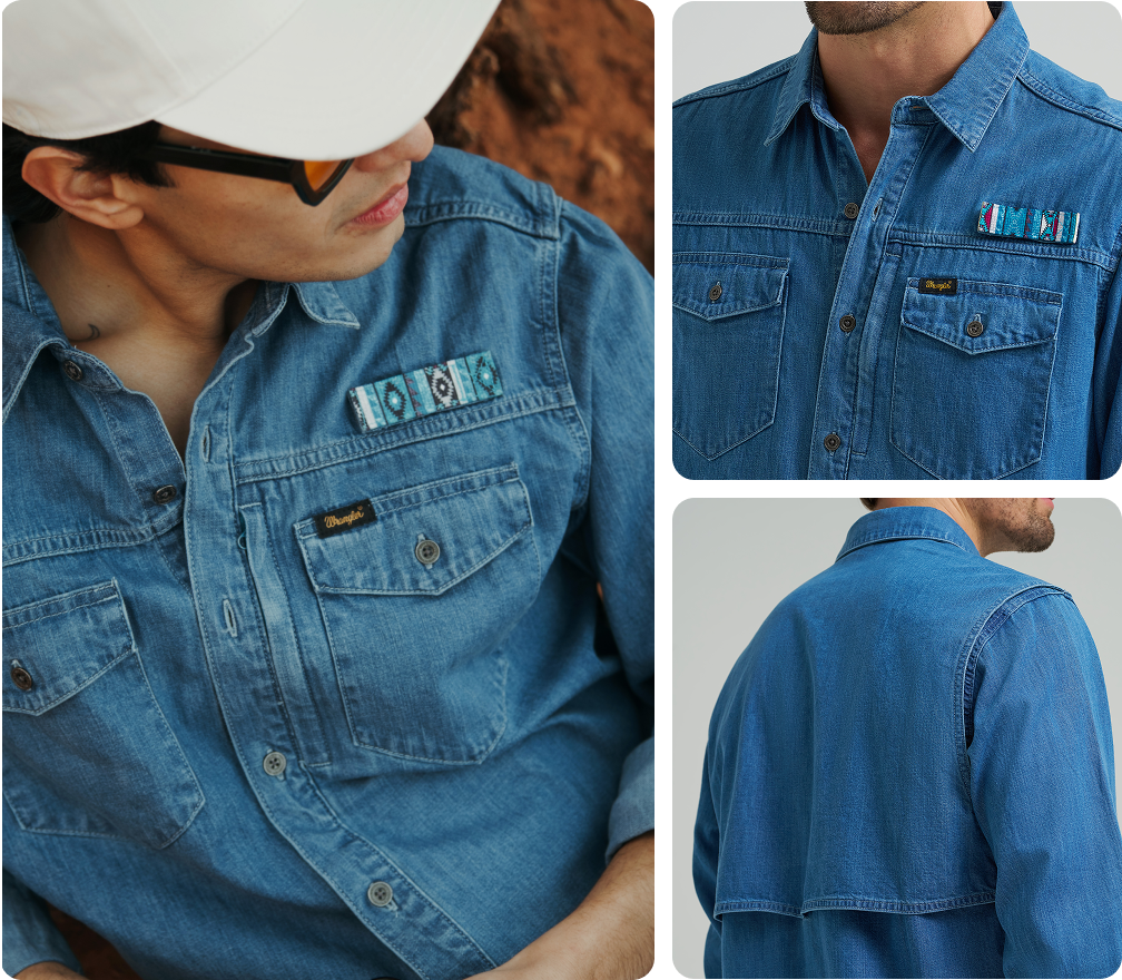 Wrangler x Chaco Denim Shirt - Mid Wash - Shop Now